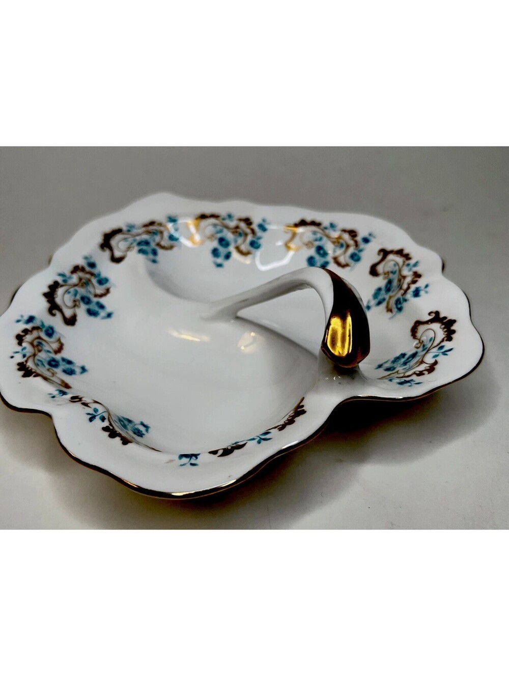 Royal Albert Porcelain Rocaille Pattern Divided Dish With Handle
